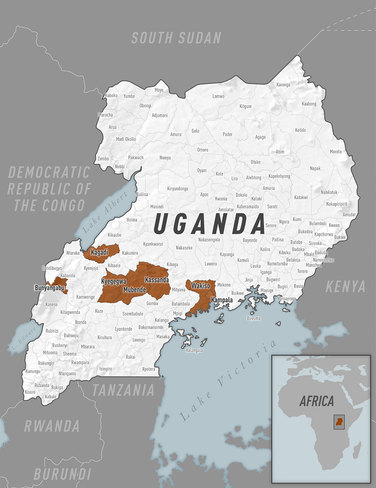 Map of Uganda and Ebola Affected Regions