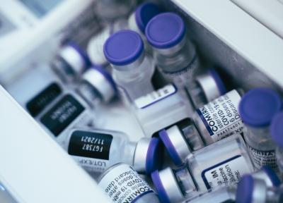 Vials of vaccine doses in a drawer