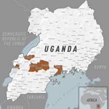 Map of Uganda and Ebola Affected Regions